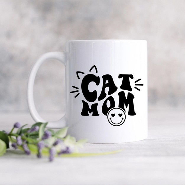 City Creek Prints Cat Mom Smiley Mug White