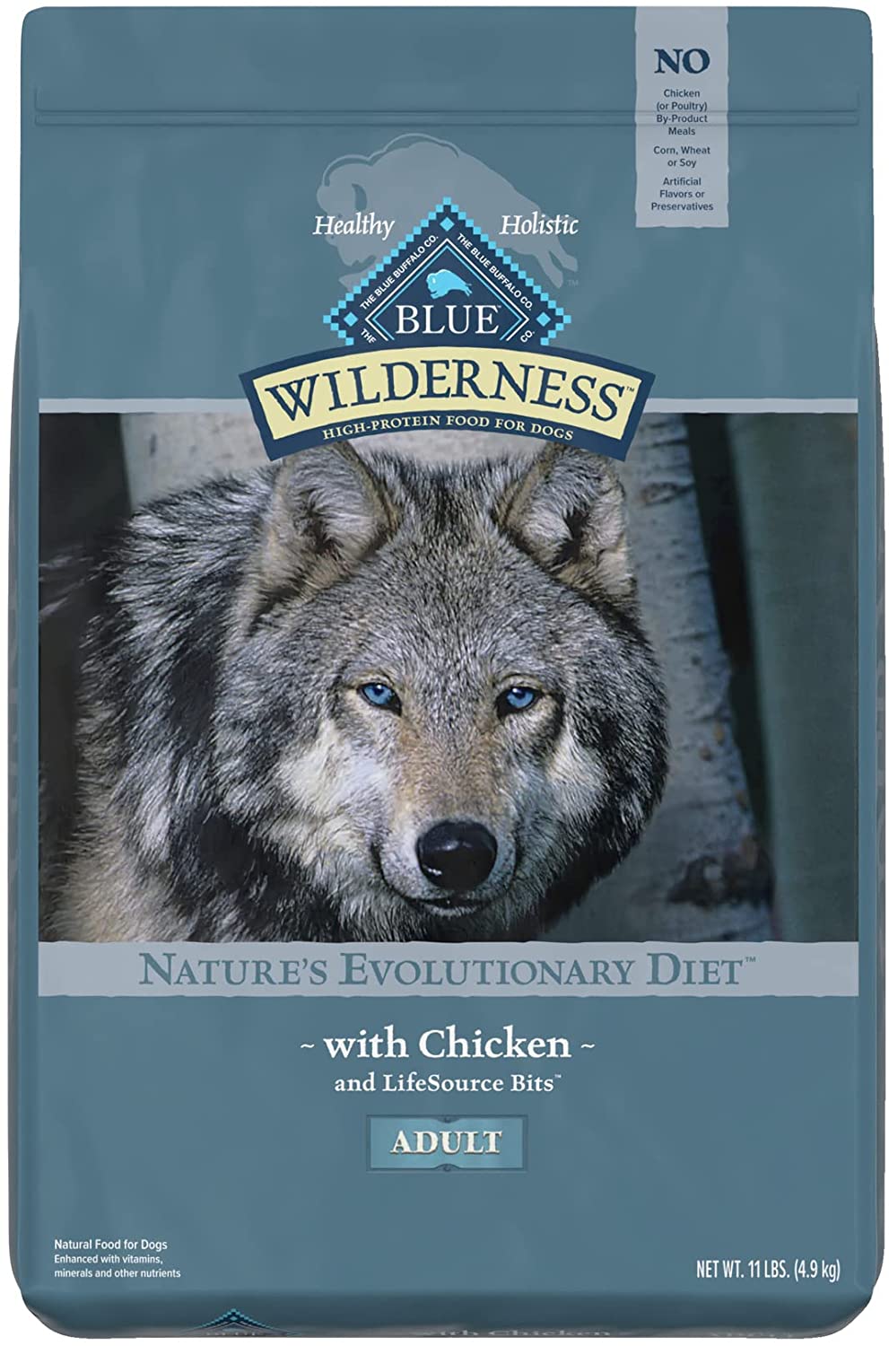 Blue Buffalo Wilderness High Protein， Natural Adult Dry Dog Food， Chicken 11-lb