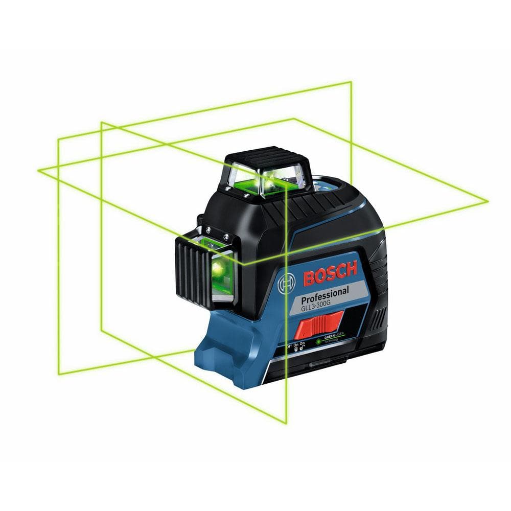 Bosch 200 ft. Green 360-Degree Laser Level Self Leveling with Visimax Technology, Fine Adjustment Mount and Hard Carrying Case GLL3-300G