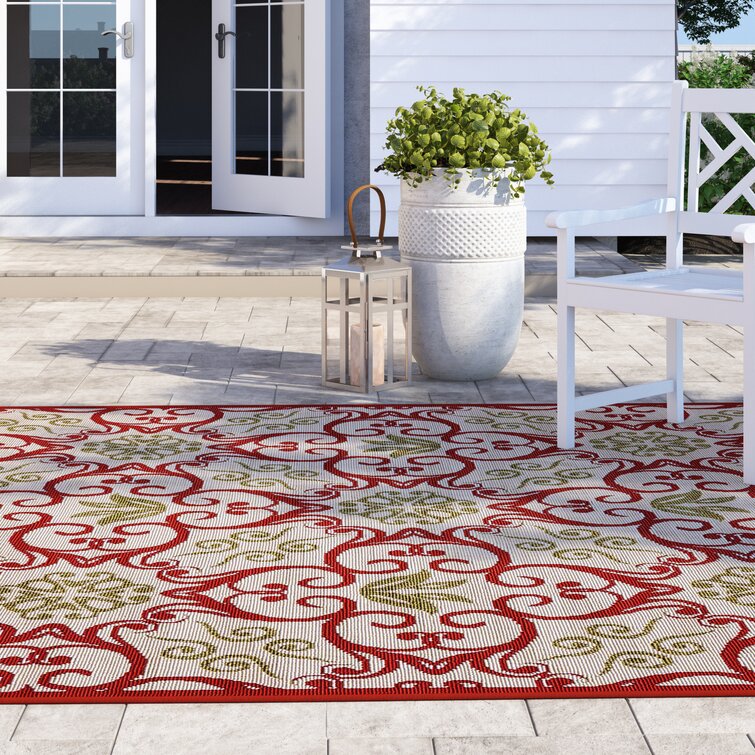 Adelene Navy Blue/Beige Indoor/Outdoor Rug