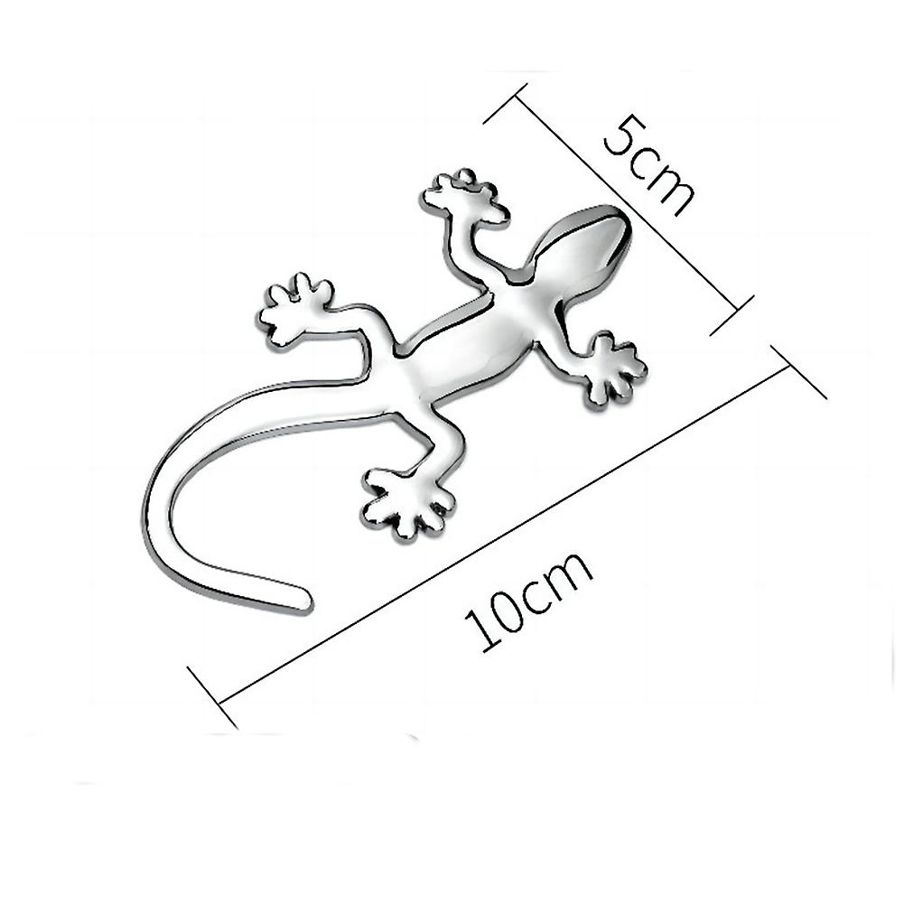 Creative Gecko Car Stickers Metal Three-dimensional Lizard Decorative Stickers Universal Car Modeling Accessories Silver