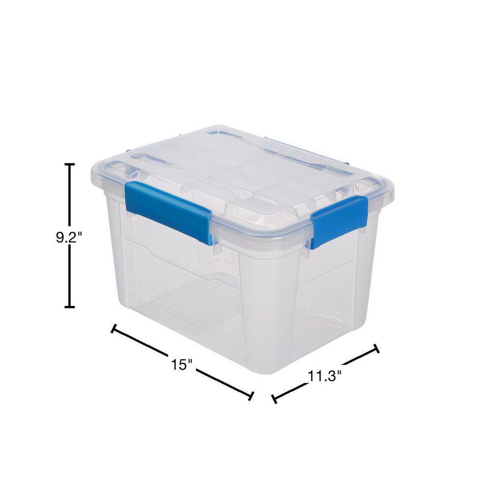 Ezy Storage 18L19Qt Waterproof Clear Latch Tote IP-67 FBA34060