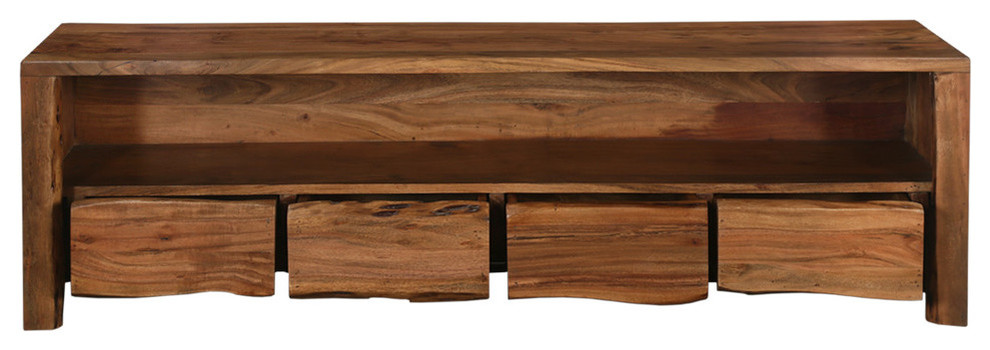 Alex Acacia Wood 4 Drawer Media TV Stand   Rustic   Entertainment Centers And Tv Stands   by Sierra Living Concepts Inc  Houzz