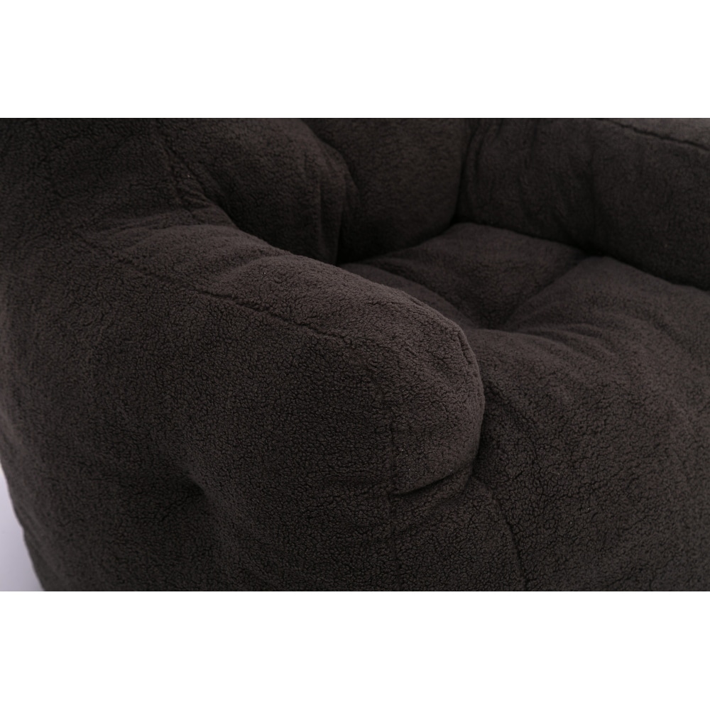 Soft Tufted Foam Bean Bag Chair With Teddy Fabric Bean For Living Room