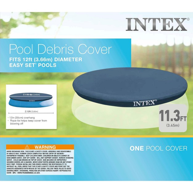 Intex 28022e 11 3 foot Easy Set Outdoorswimming Pool Debris Cover Tarp With Tie Down Ropes Blue