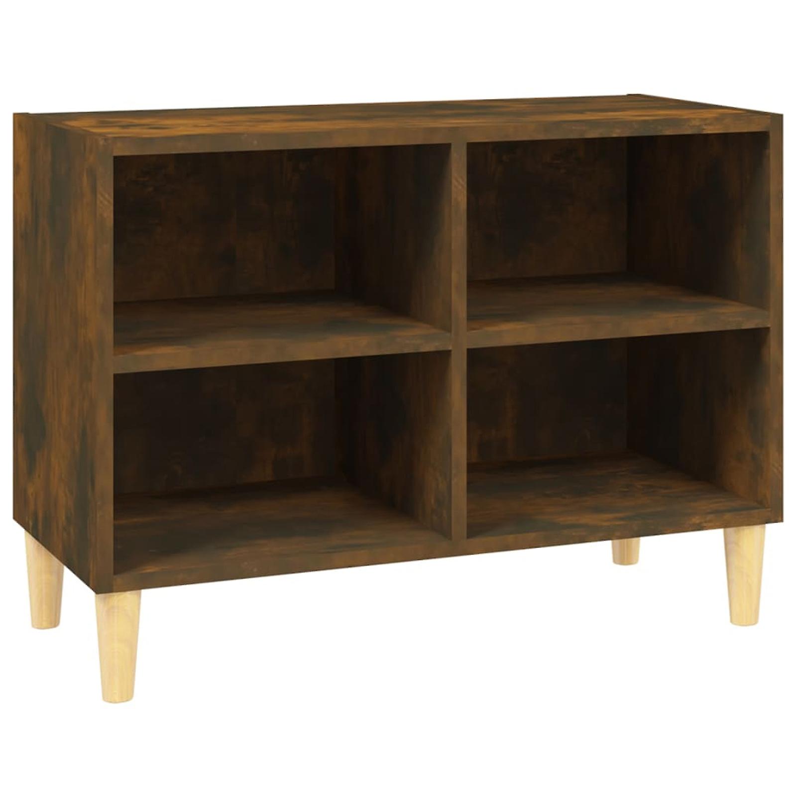 Tv Cabinet With Solid Wood Legs Smoked Oak 69.5x30x50 Cm No.345632