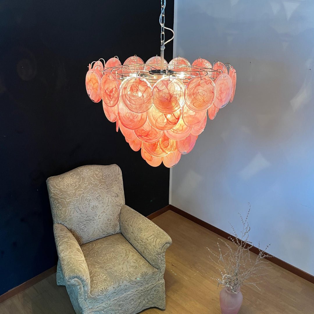 Pink Murano Disc Chandelier