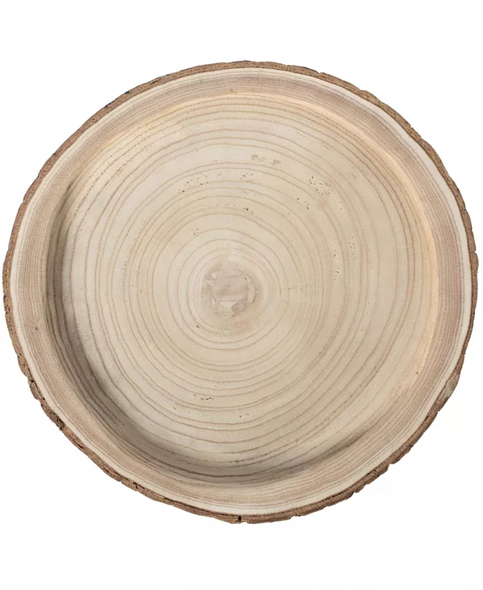 Vintiquewise Wood Tree Bark Indented Display Tray Serving Plate Platter Charger