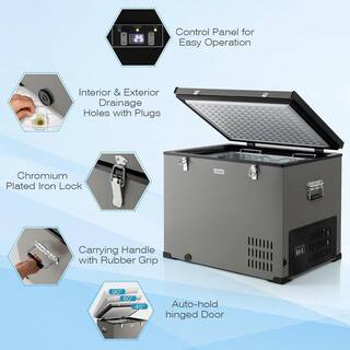 Costway 90 QT Car Refrigerator Portable Travel Freezer Chest Cooler wCompressor DC 1224V  AC AX10006US-GR