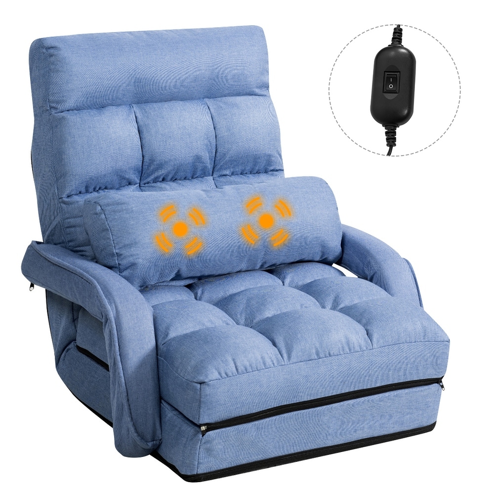 Costway Folding Floor Single Sofa Massage Recliner Chair W/ a Pillow 5