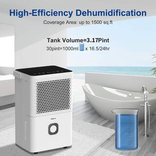 Shinco 30 pt. 1500 sq.ft. Dehumidifier in White with Auto Defrost Quietly Remove Moisture Activated Carbon Filter Timer JSXKRY071801