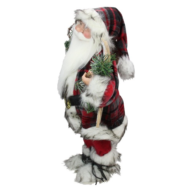 Alpine Chic Standing Santa Claus With Snowshoes And Skis Christmas Figure