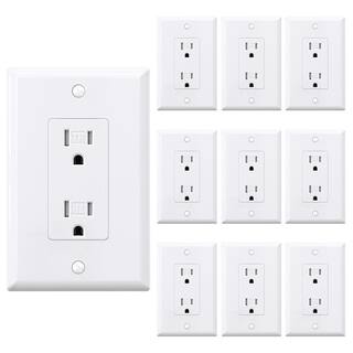 Commercial Electric Decor 15 Amp Single Pole Rocker Outlet Light Switch with Wall Plate White (10-Pack) CE-2007A