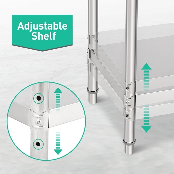 Stainless Steel Table for Prep and Work 72 x 30 x 35 Inch