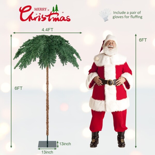 6 Feet PreLit Xmas Palm Artificial Tree with 250 WarmWhite LED Lights