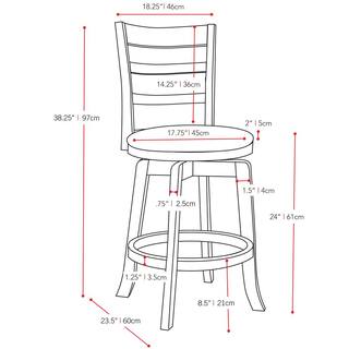 CORLIVING Woodgrove 25 in. Counter Height Wood Swivel Bar Stools with White Leatherette Seat and 3-Slat Backrest DWG-494-B