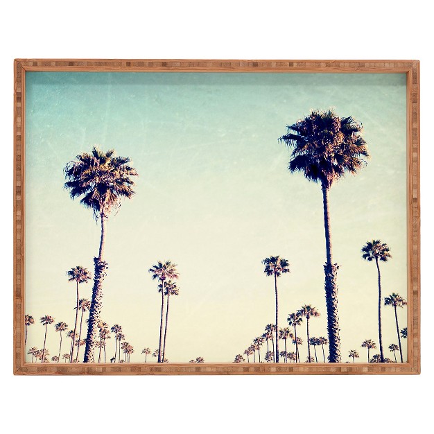 Bree Madden California Palm Trees Rectangle Tray Blue Deny Designs