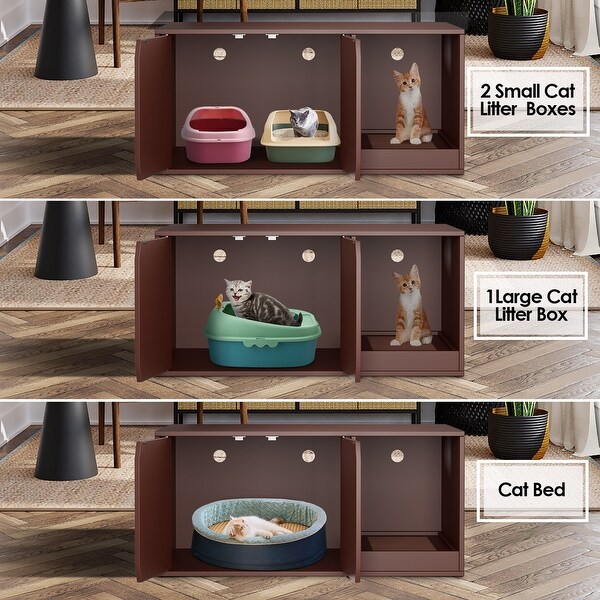 Cat Litter Box Enclosure Modern Wood Stackable Large Cat Washroom