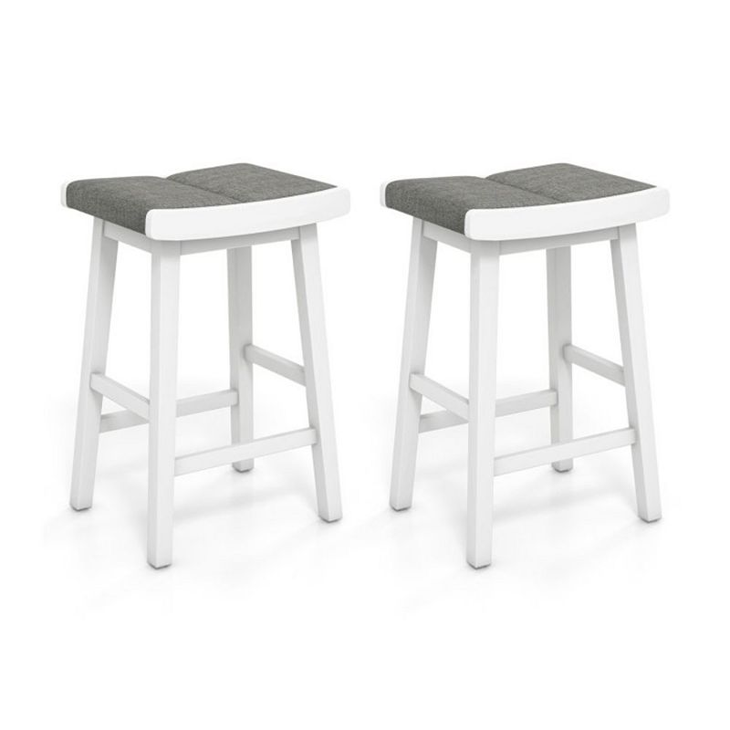 Hivago  2 Pieces 26/31.5 Inch Upholstered Saddle Barstools with Padded Cushions