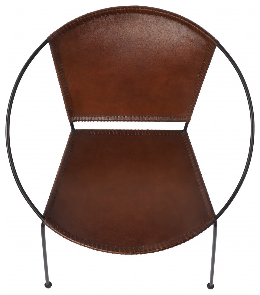 Modern Ring Shape Brown Leather Accent Chair   Industrial   Armchairs And Accent Chairs   by UStradeENT LLC  Houzz