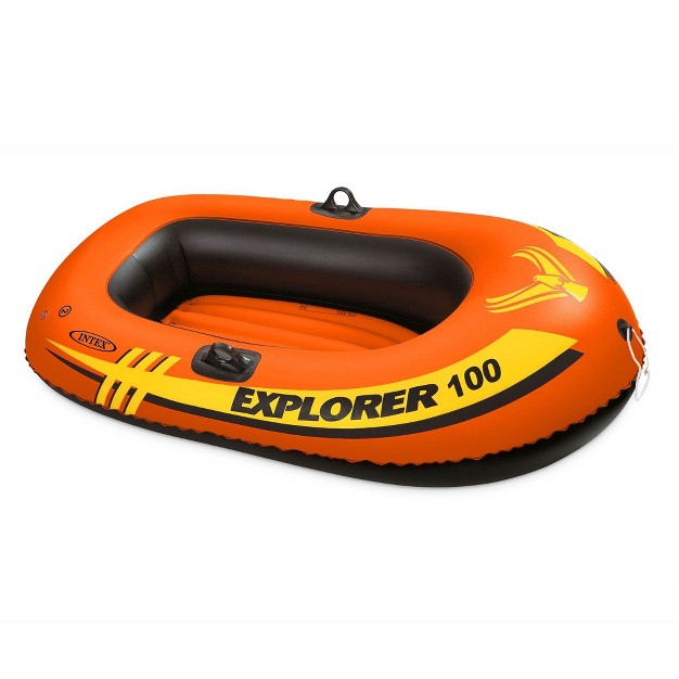 Intex 58329ep Explorer 100 1 Person Youth Kids Pool Lake Inflatable Raft Row Boat With 2 Air Chambers Rigid Design And Bow Tow Rope