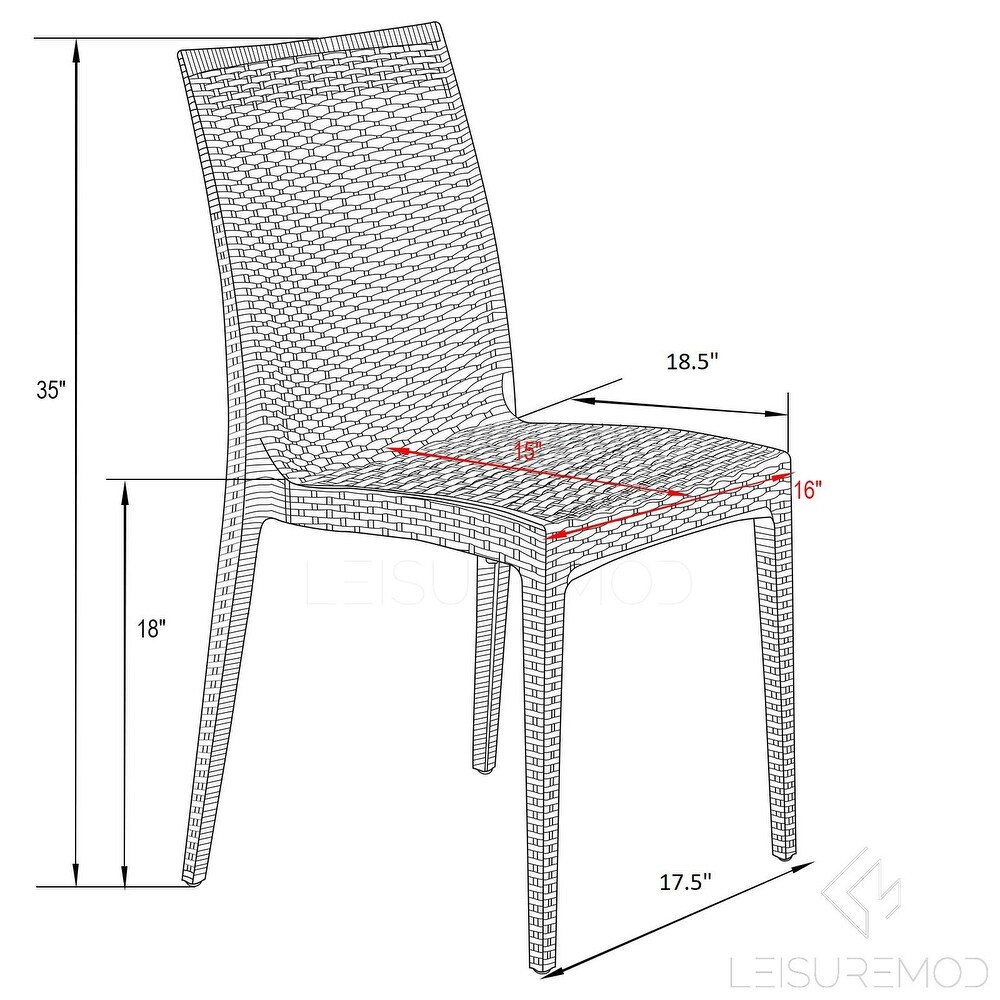 LeisureMod Mace Weave Design Outdoor Patio Dining Chair (Set of 2)