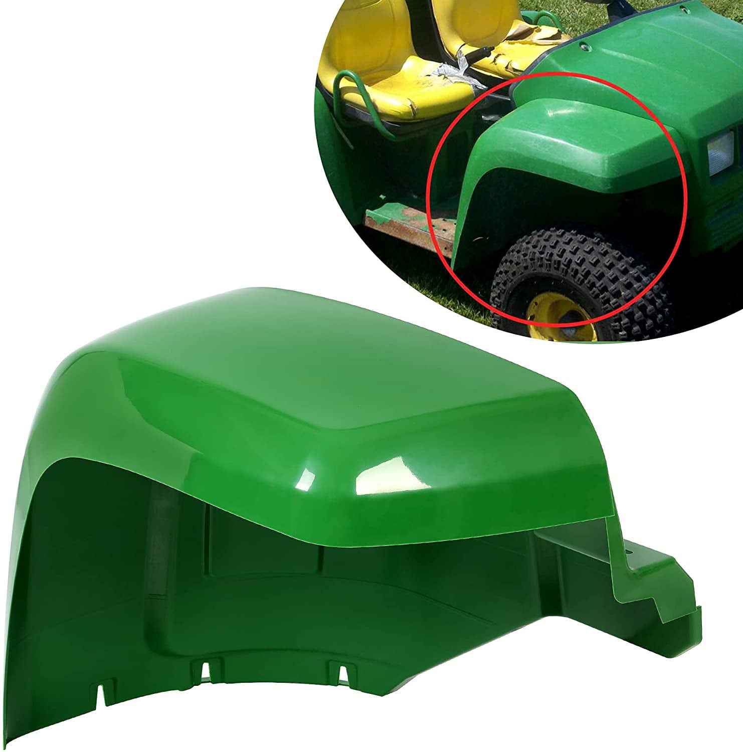 Kojem Front Passenger Side Fender Guard Compatible with John Deere 4X2 6X4 Gator Replacement for AM125669 Protector Protection Right RH Green