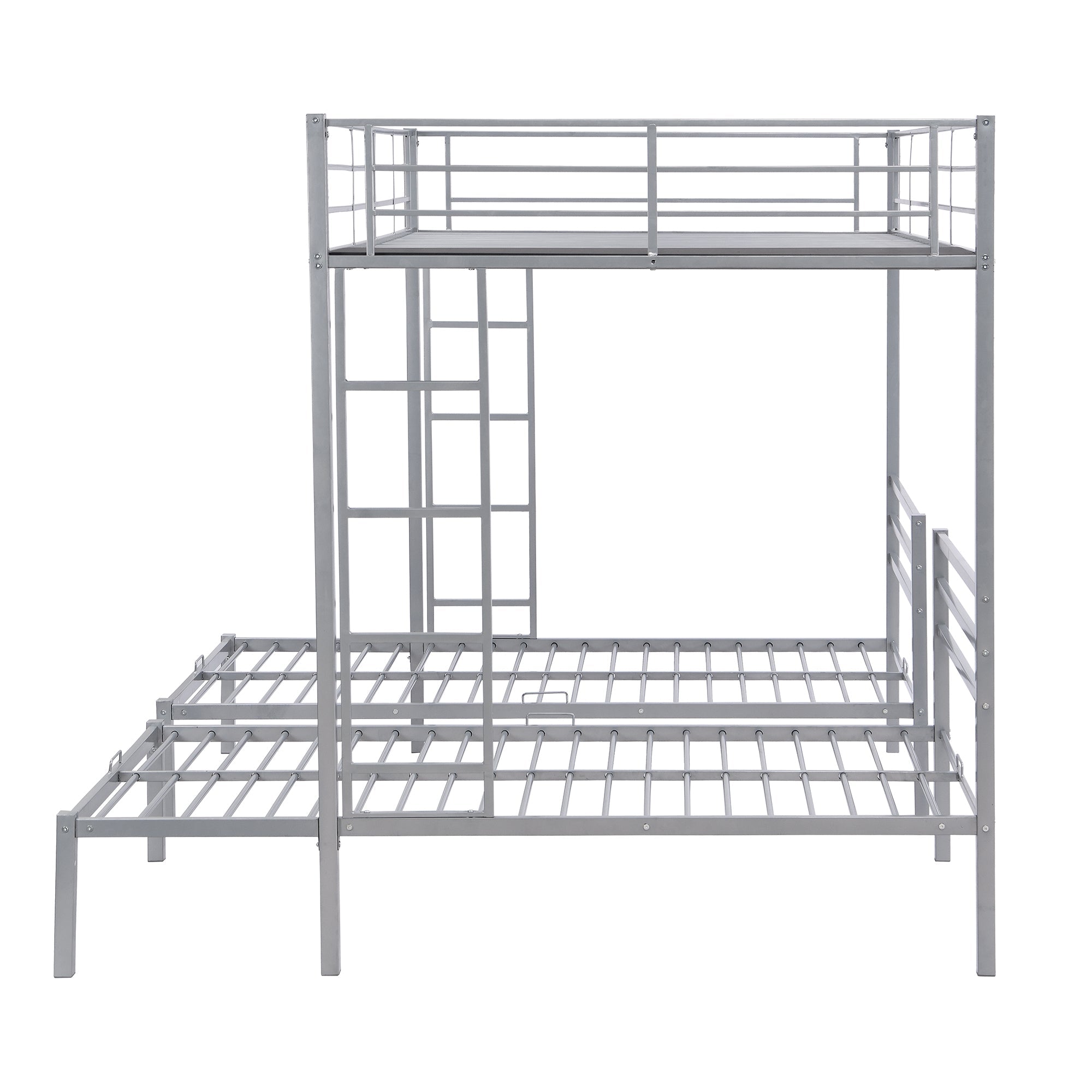 Bellemave Metal Triple Bunk Bed with Ladder, Full over Twin & Twin Bunk Bed for 3 Kids, Teens, Boys & Girl in Bedroom (Silver)