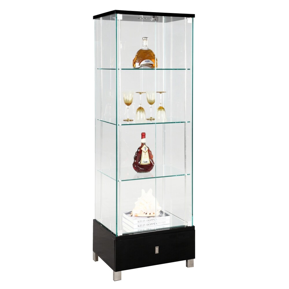 Somette Modern Black Gloss Glass Curio