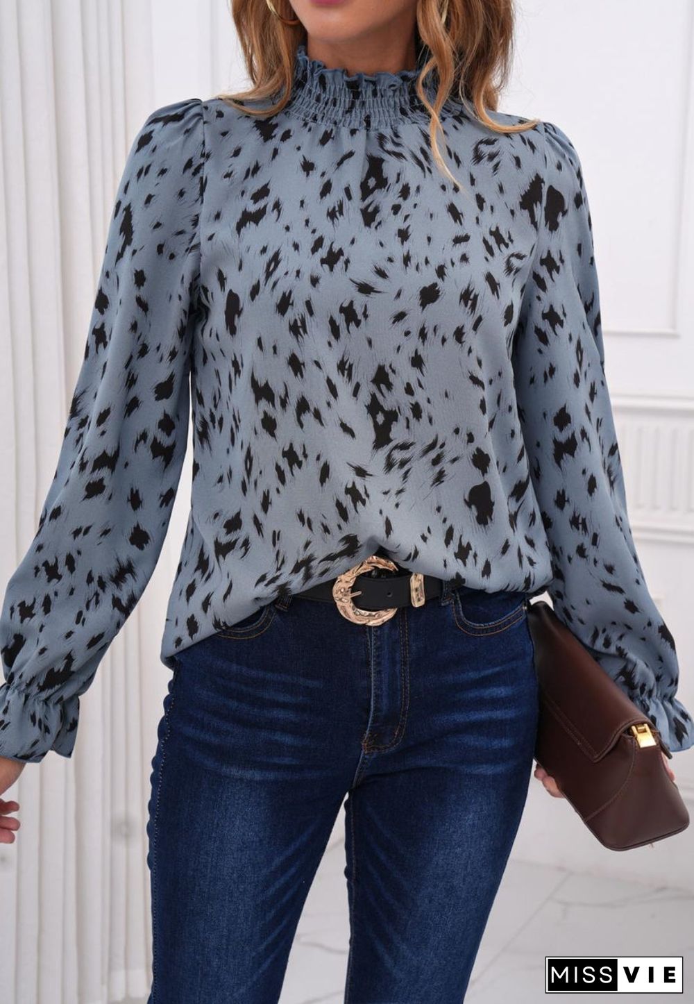 Abstract Animal Print Blouse