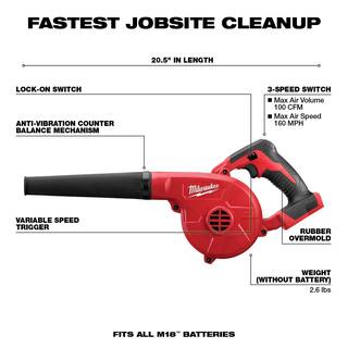 MW M18 18V Lithium-Ion Cordless Compact Blower (Tool-Only) 0884-20