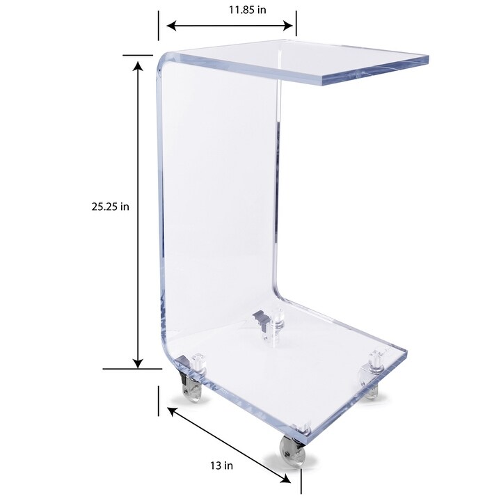 DesignStyles Acrylic C Table w/Wheels