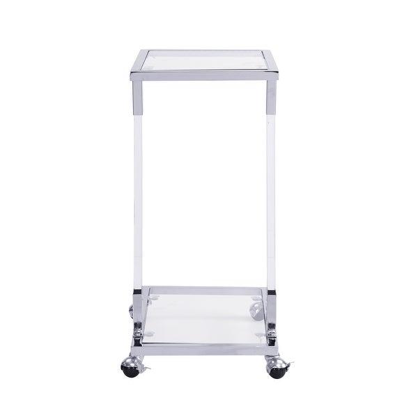 Glass Top C Shape Square Side Table