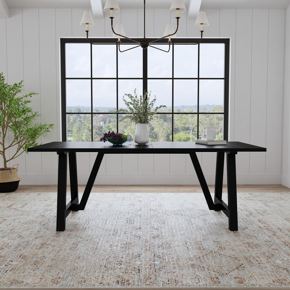 Trestle Black Wood Dining Table   82\