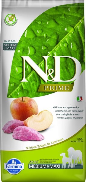 Farmina NandD Prime Boar and Apple Medium and Maxi Adult Grain-Free Dry Dog Food