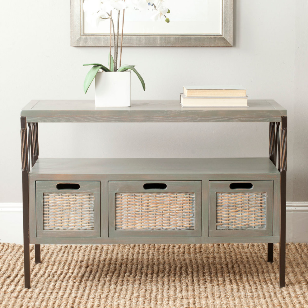 Steven 3 Drawer Console  Ash Gray   Farmhouse   Console Tables   by Rustic Home Furniture Deco  Houzz