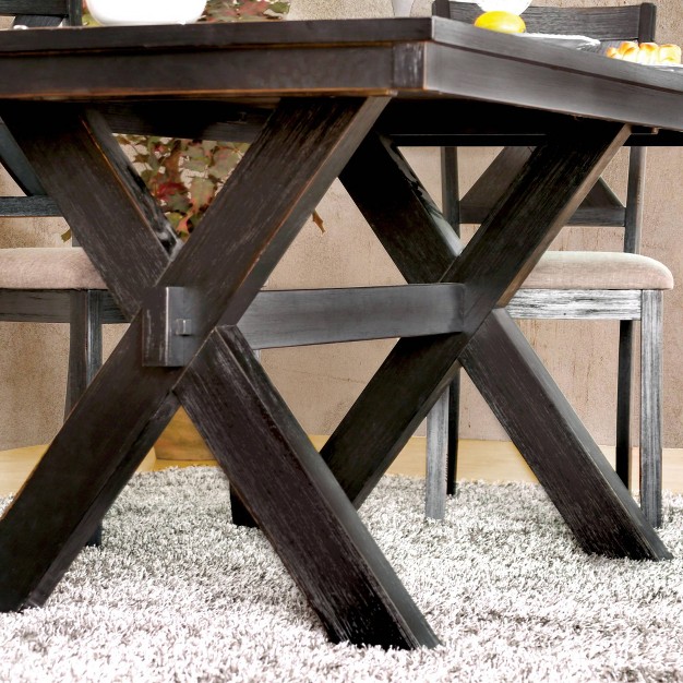 5pc Gadgsetstore Rustic Dining Table Set Brushed Black beige Homes Inside Out