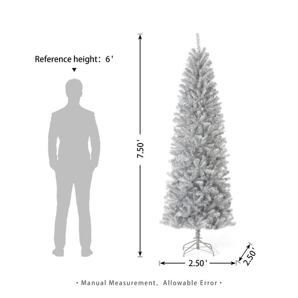 Glitzhome 7.5FT/9FT Black/Silver Unlit Tinsel Artificial Christmas Trees