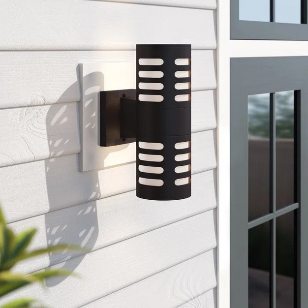 C Cattleya 2 light Matte Black Die cast Aluminum Outdoor Wall Sconce