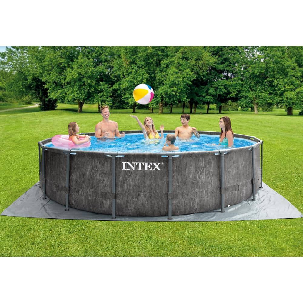 INTEX 15 ft. Round 48 in. Deep Prism Steel Frame Pool Set with Cover, Ladder, & Pump 26741EH