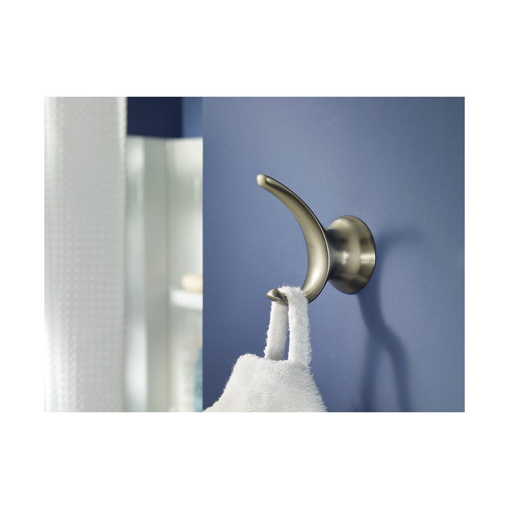 Moen Darcy Brushed Nickel Robe Hook with Press and Mark Stamp 1Pack