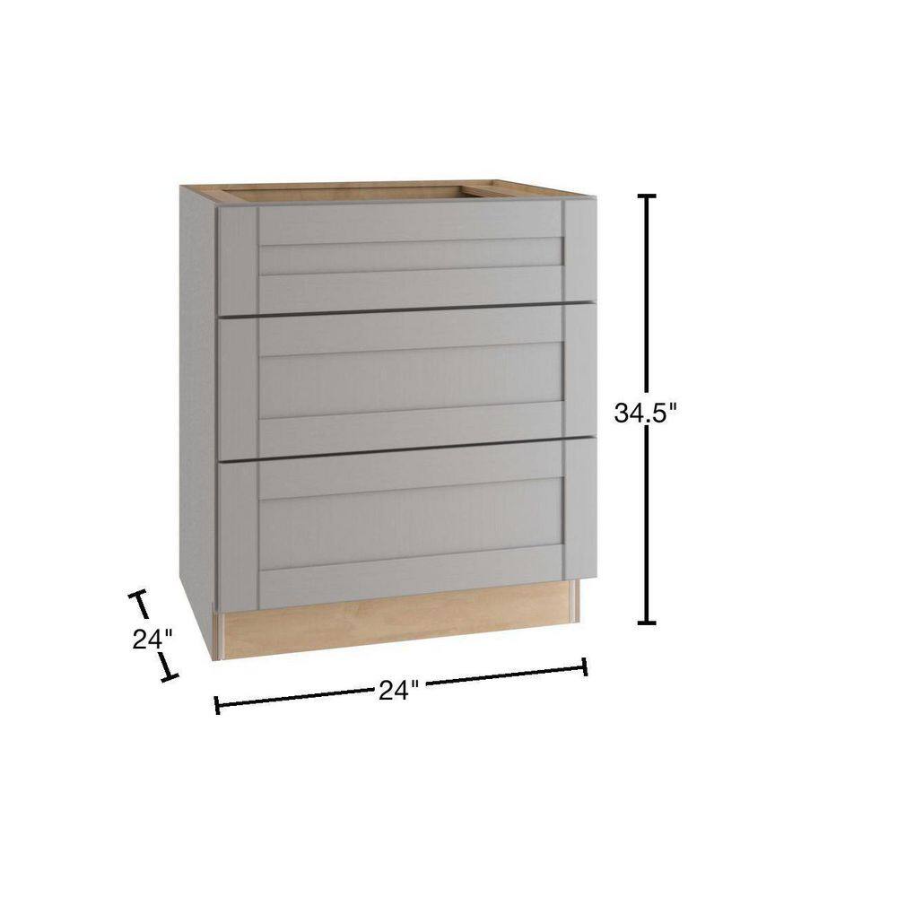 Home Decorators Collection Washington Veiled Gray Plywood Shaker Stock Assembled Base Kitchen Cabinet Soft Close 24 in. x 34.50 in. x 24 in. BD24-WVG