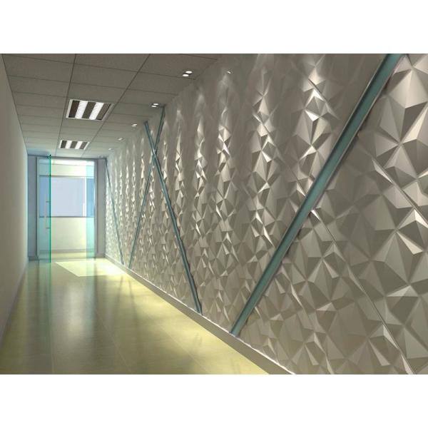 Art3d 19.7 in. x 19.7 in. White Decorative PVC 3D Wall Panels in Diamond Design (12-Pack) A10038