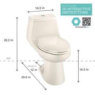 Glacier Bay 1-Piece 1.1 GPF1.6 GPF High Efficiency Dual Flush Elongated All-in-One Toilet in Biscuit N2420-BISC