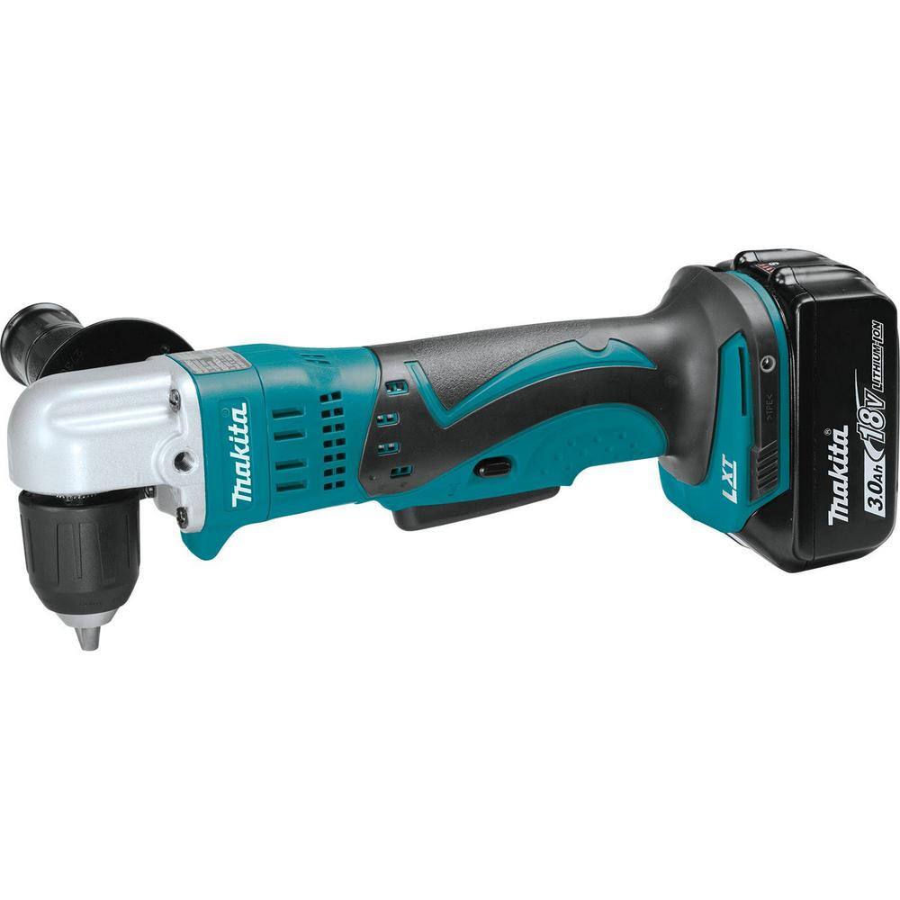 Makita 18V LXT Lithium-Ion 38 in. Cordless Angle Drill Kit with (2) Batteries 3.0Ah Charger Tool Bag XAD02