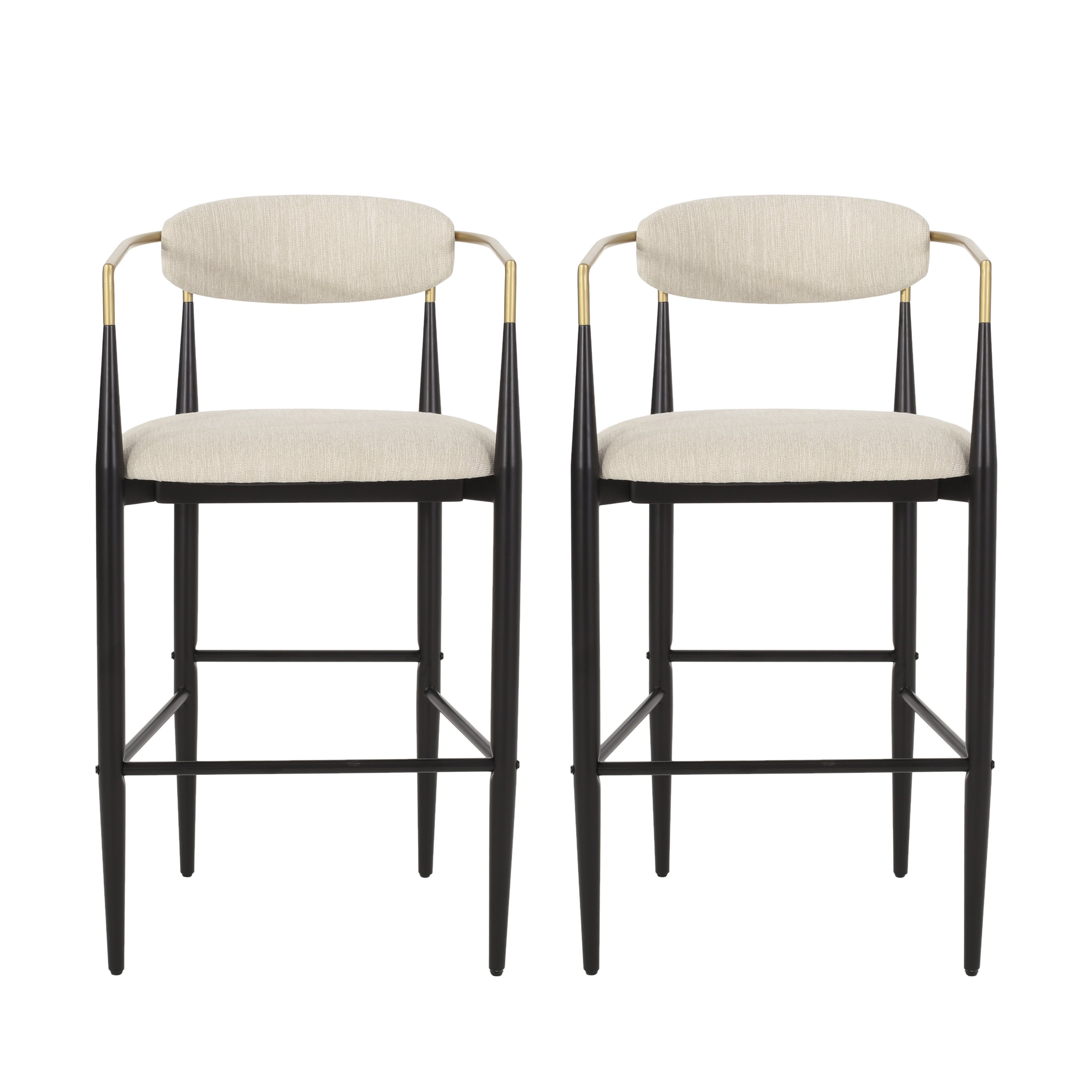 Camas Modern Fabric Upholstered Iron 30 Inch Barstools, Set of 2