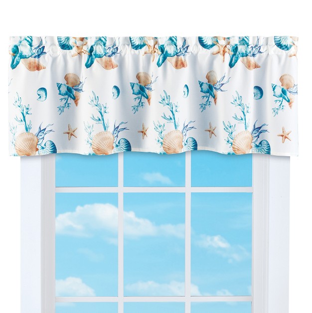 Collections Etc Charming Coastal Blue Lagoon Printed Window Valance