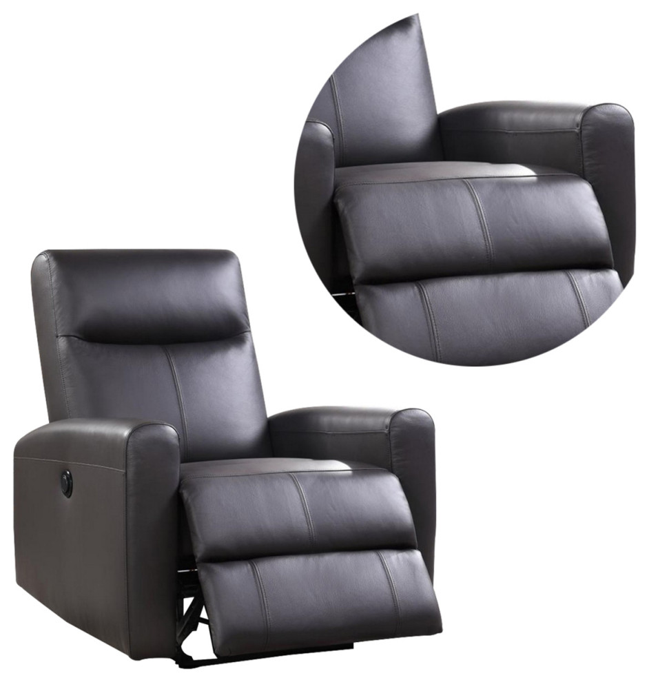 40 Inch Power Recliner Leatherette Sloped Armrest Tufted Back Gray   Contemporary   Recliner Chairs   by VirVentures  Houzz