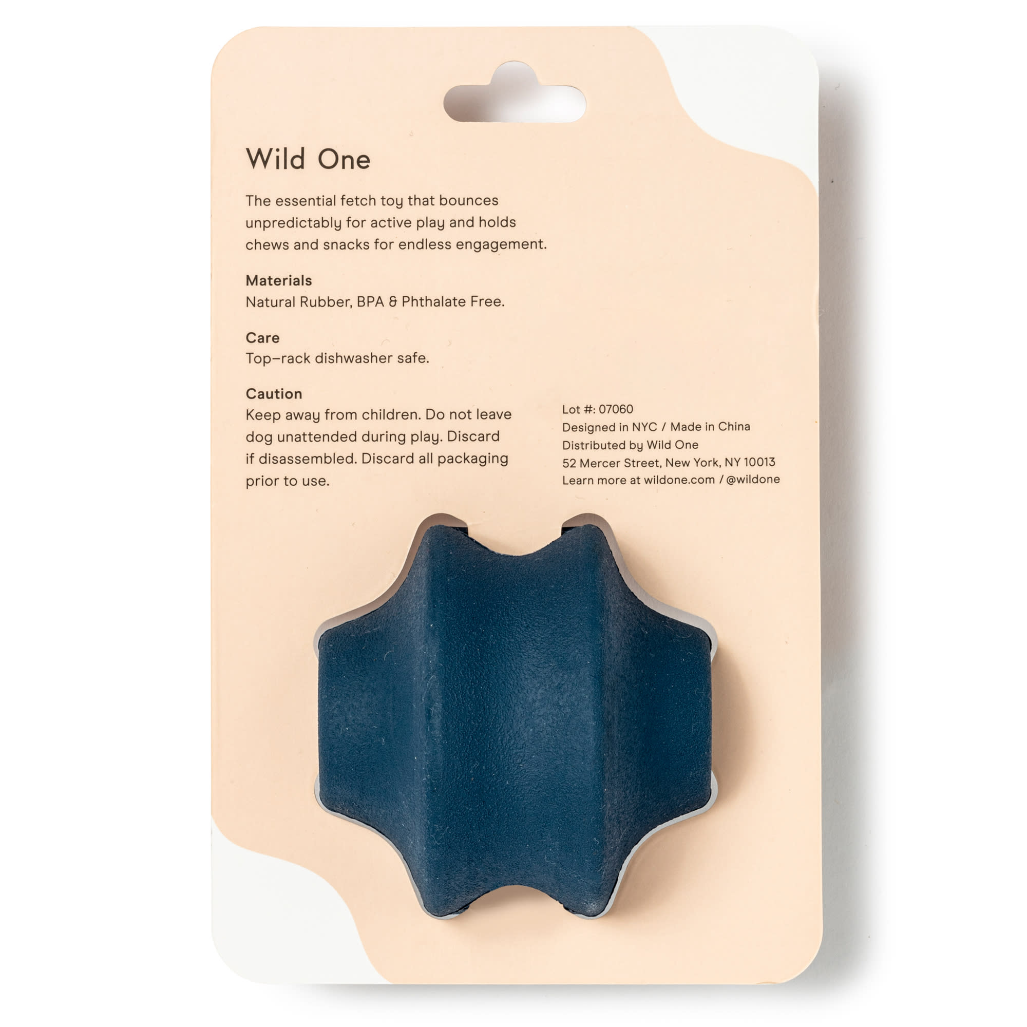 Wild One Navy Twist Toss Dog Toy， Small