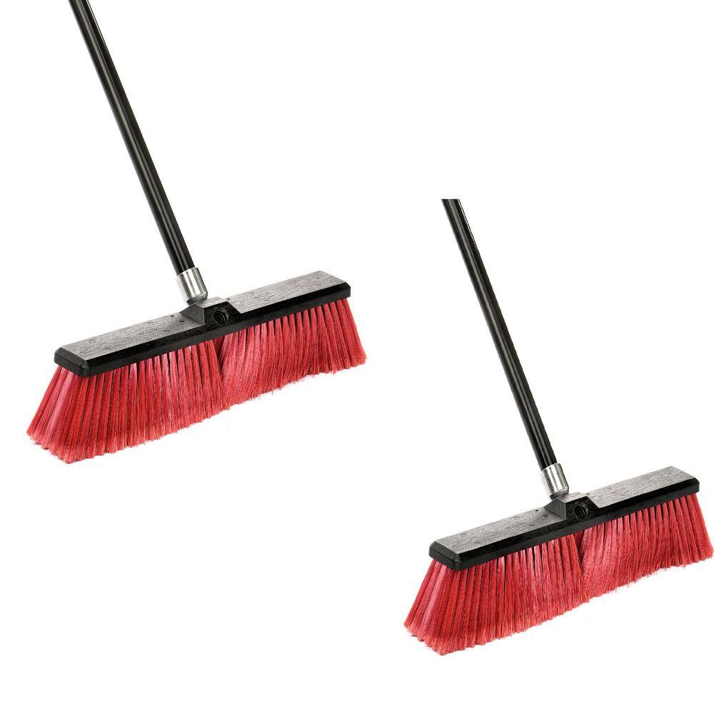 Alpine Industries 24 in. Red Indoor Outdoor Smooth Surface Push Broom (2-Pack) ALP460-24-2-2